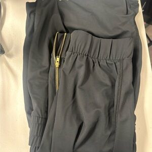 Black Women's Track Joggers with Gold Zip Detail